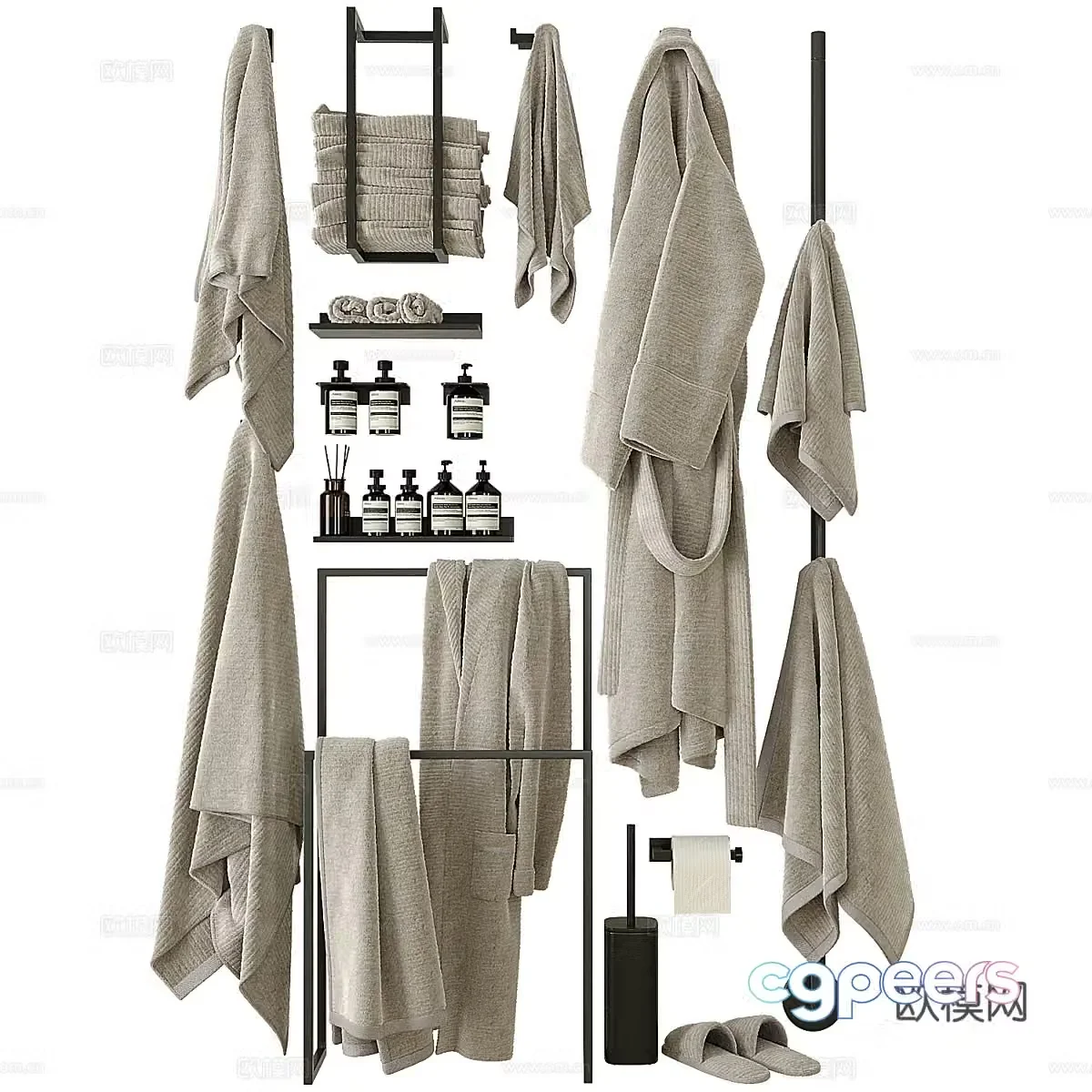 Bathrobe towel toiletries 3d model