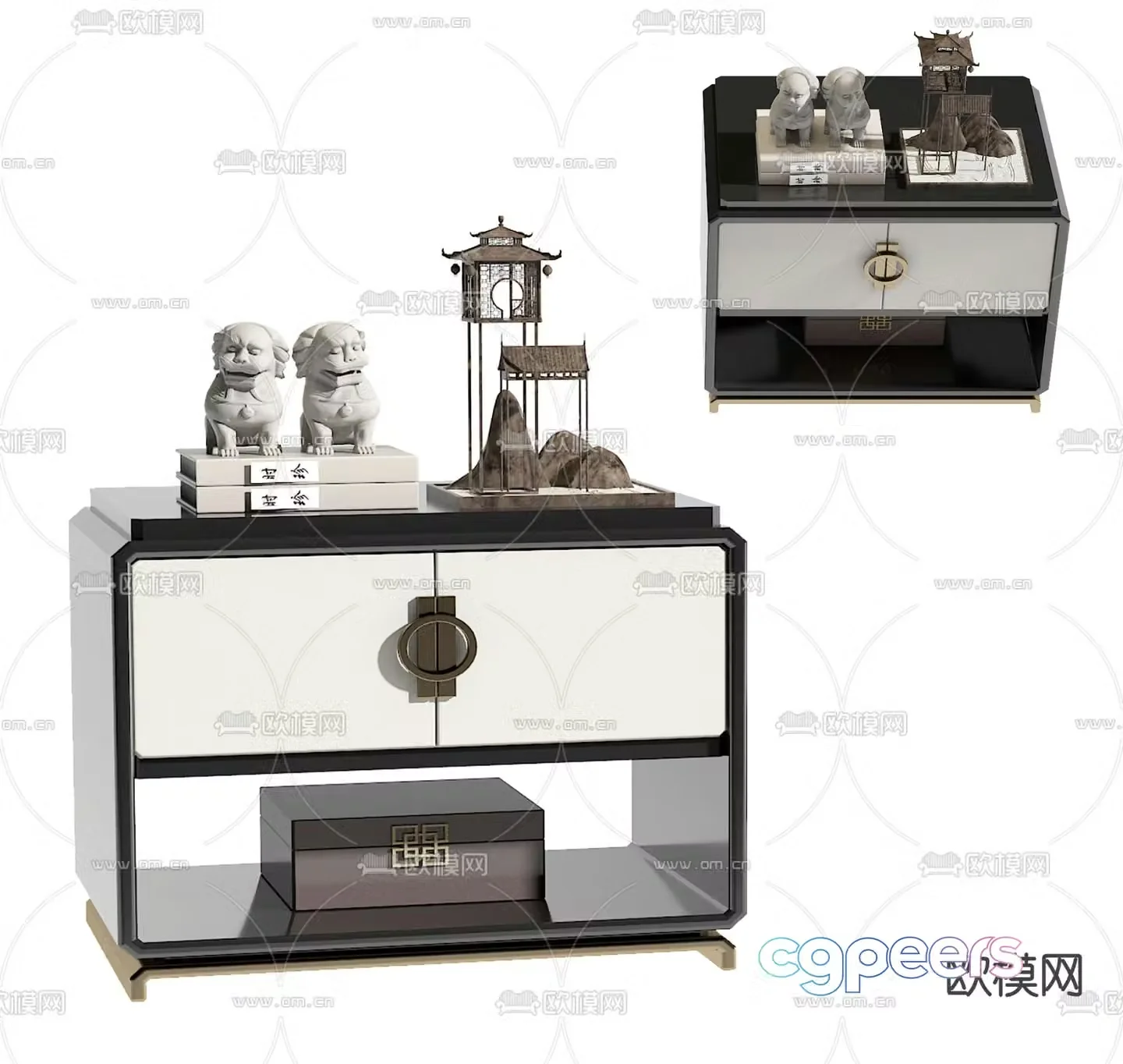 New Chinese style bedside table 3d model