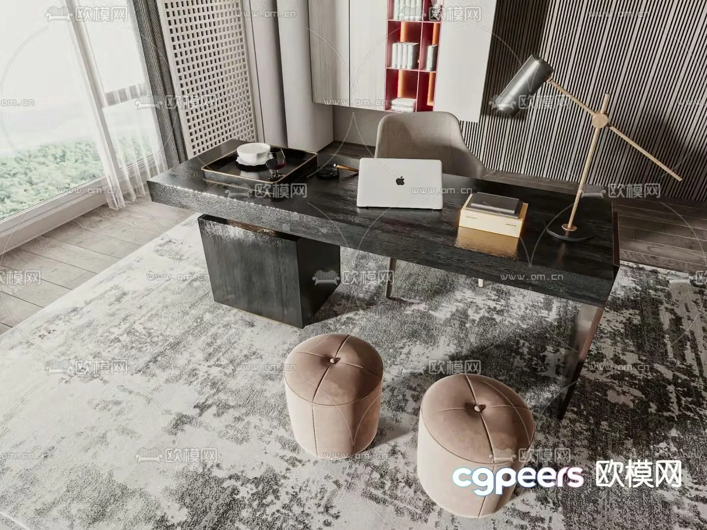 Modern office desk and chair 3d model