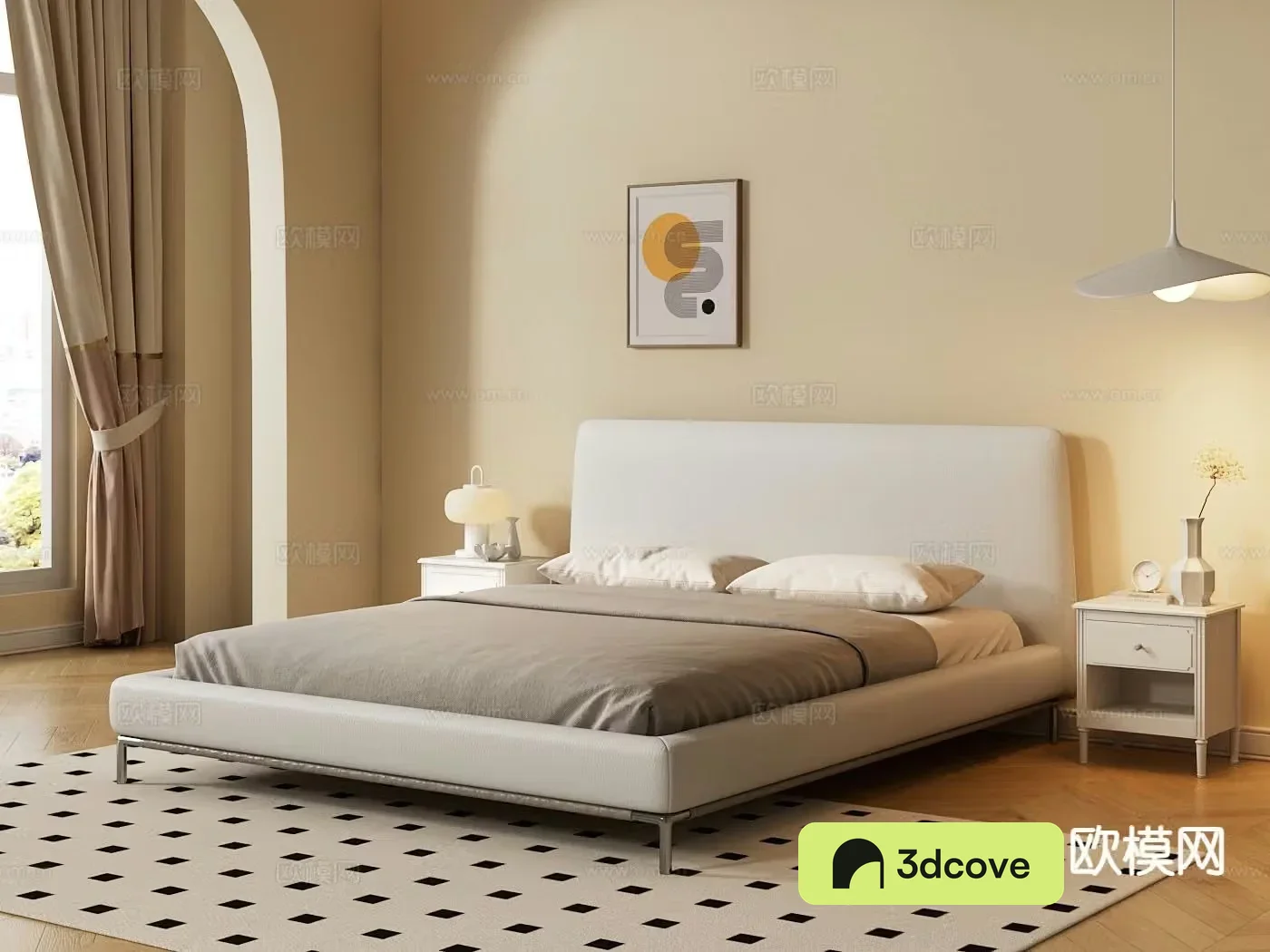 Cream style double bed