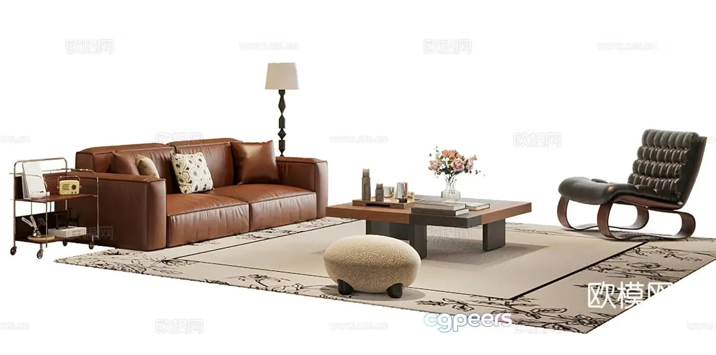 French combination sofa medieval sofa 3d model