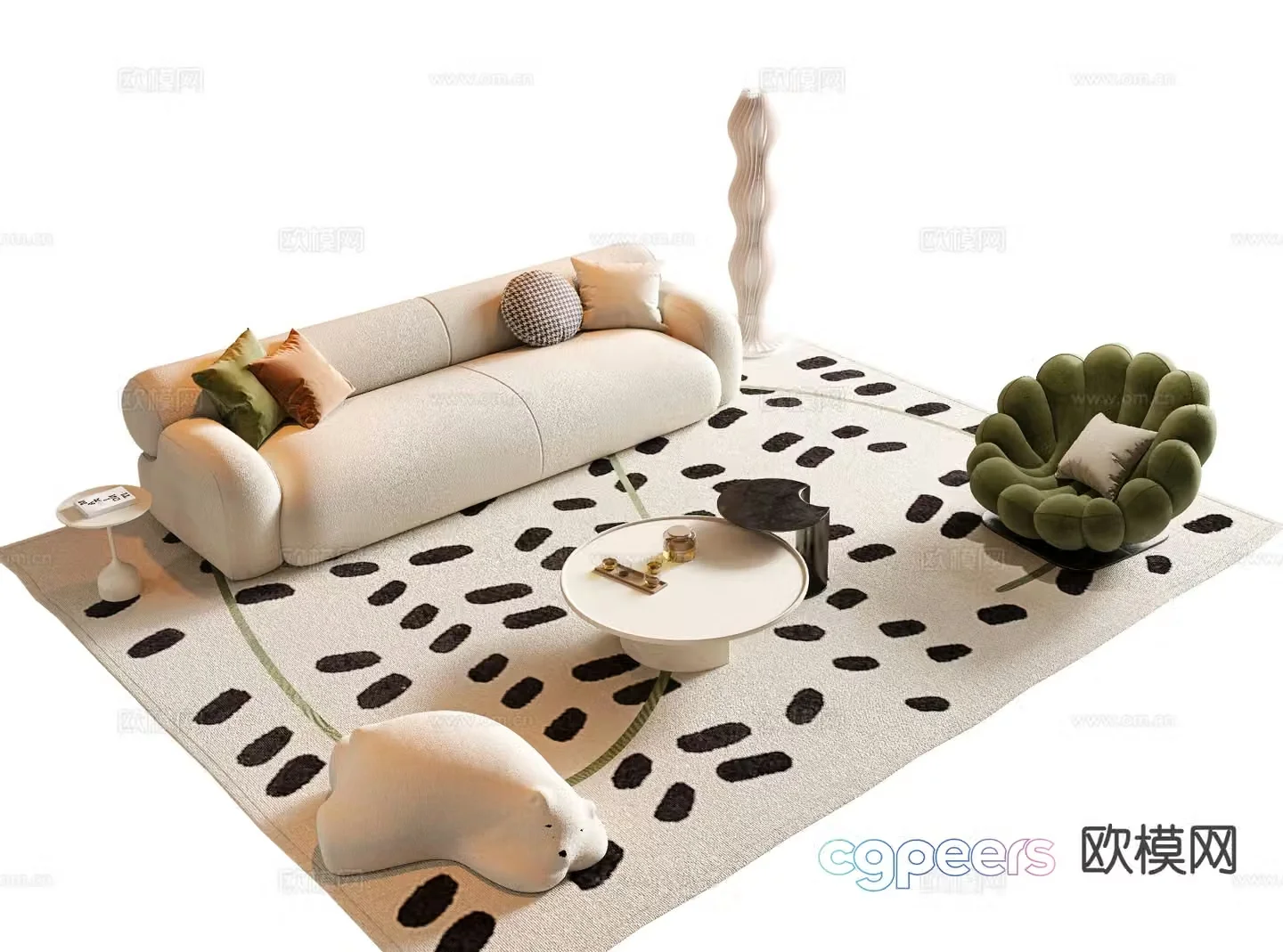 Cream style sofa modular sofa 3d model