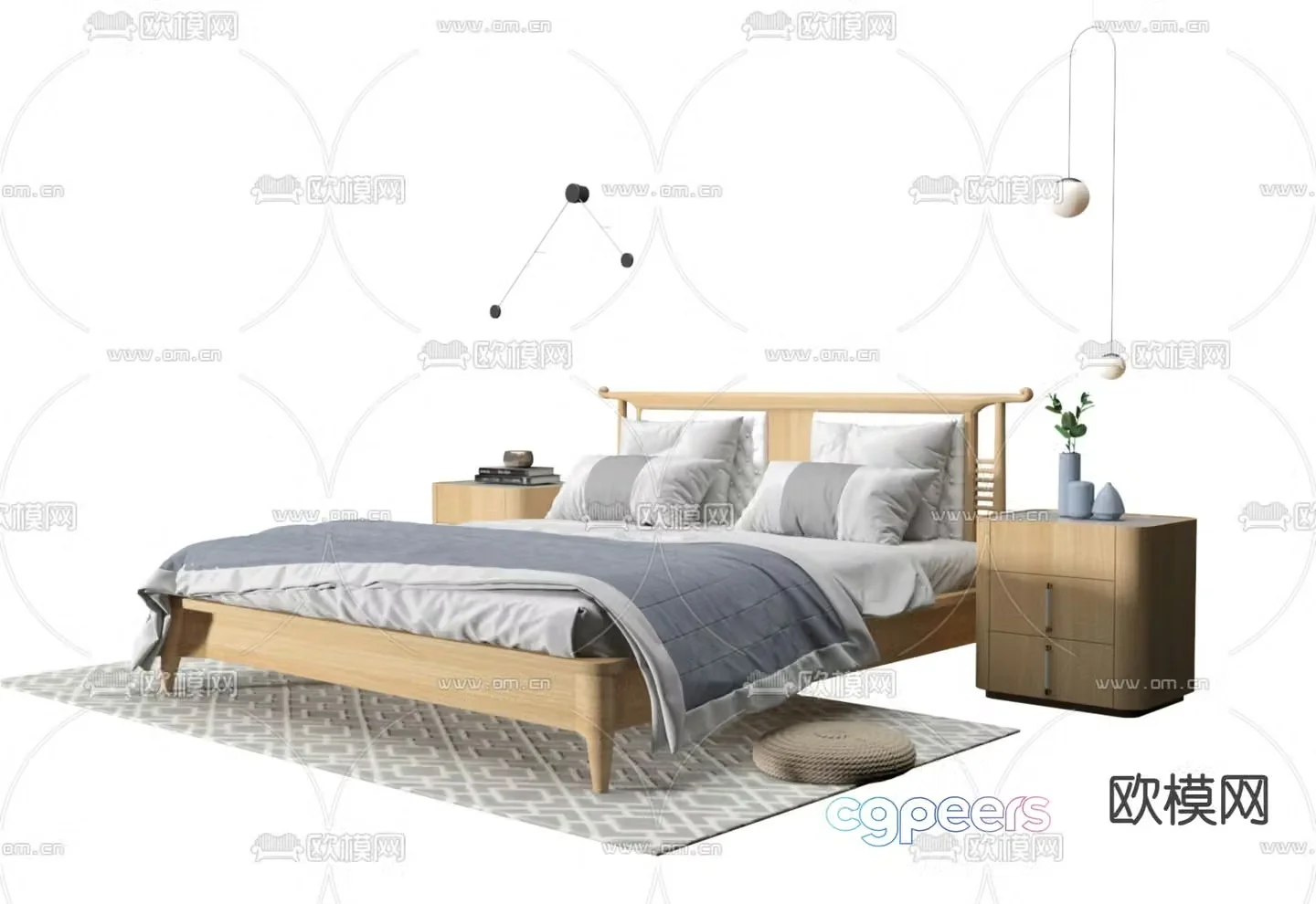 Nordic double bed 3d model