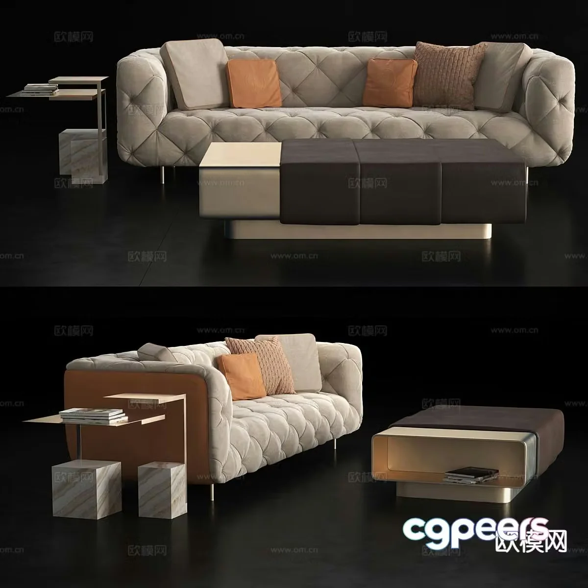 Light luxury modular sofa 3D model