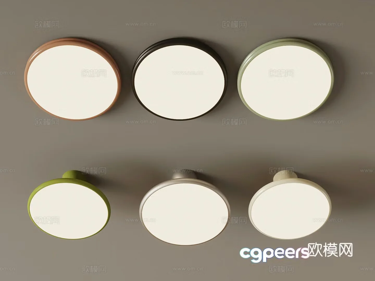 Modern Cream Ceiling Light_Bauhaus Ceiling Light_Dopamine Ceiling Light_Flat Ceiling Light_Round 3D Model