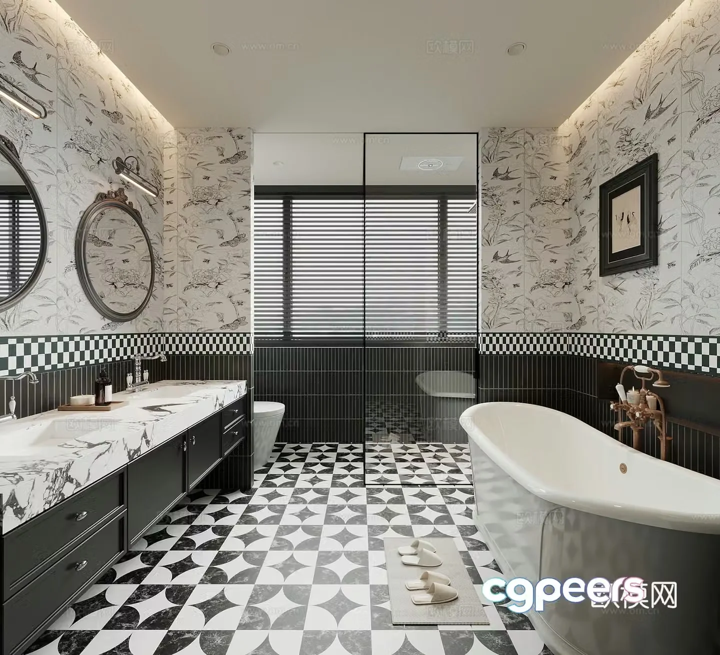 French bathroom bathroom cabinet toilet 3d model