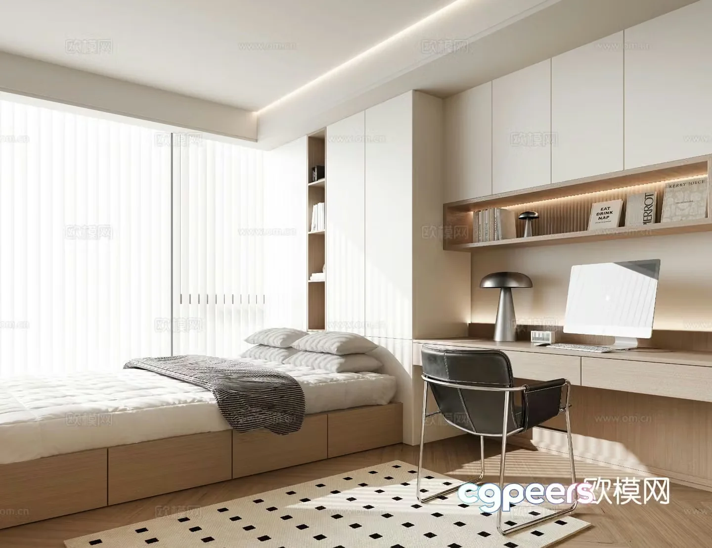 Modern tatami bedroom 3d model