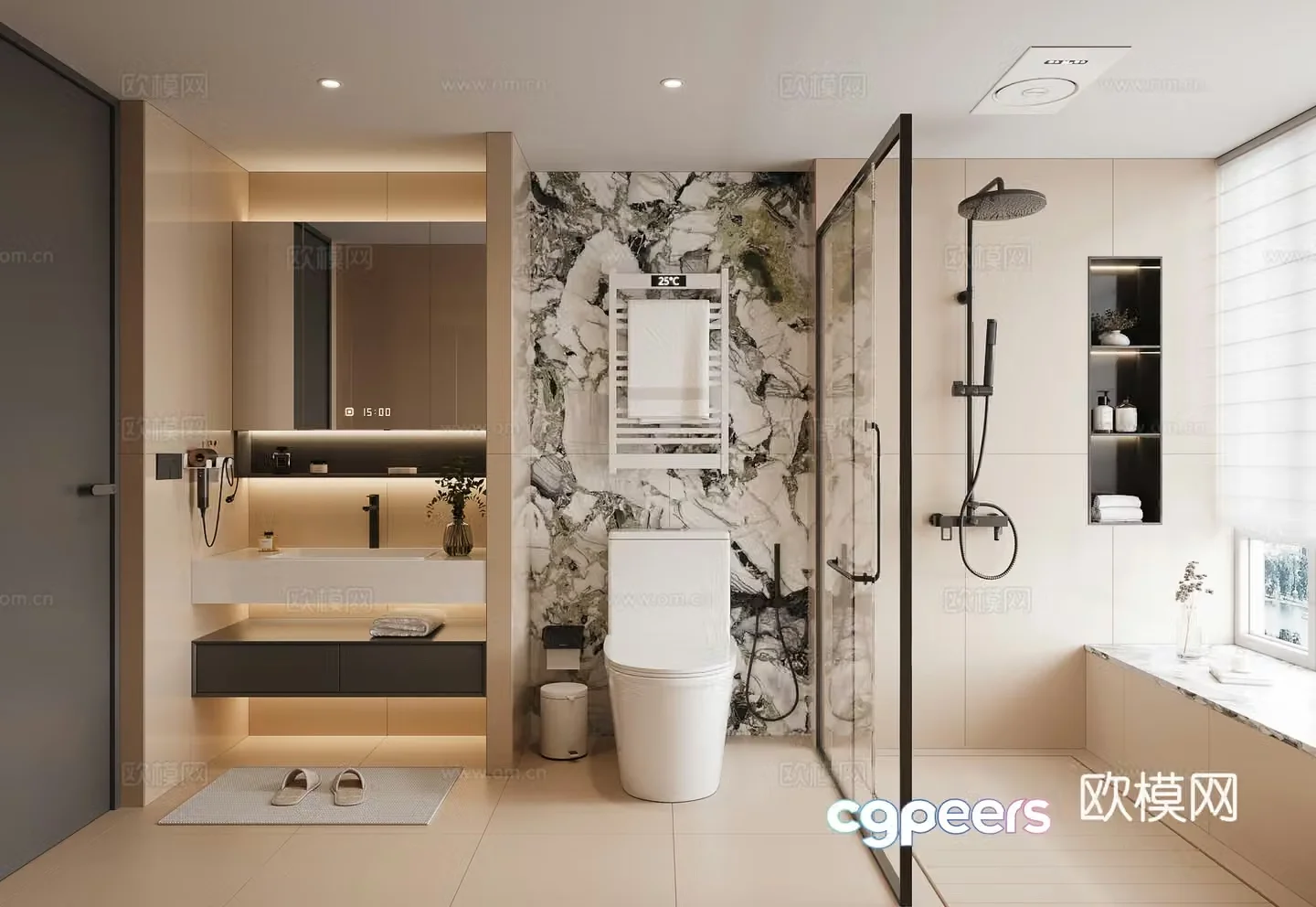 Modern bathroom electric towel rack bathroom heater shower partition toilet 3d model