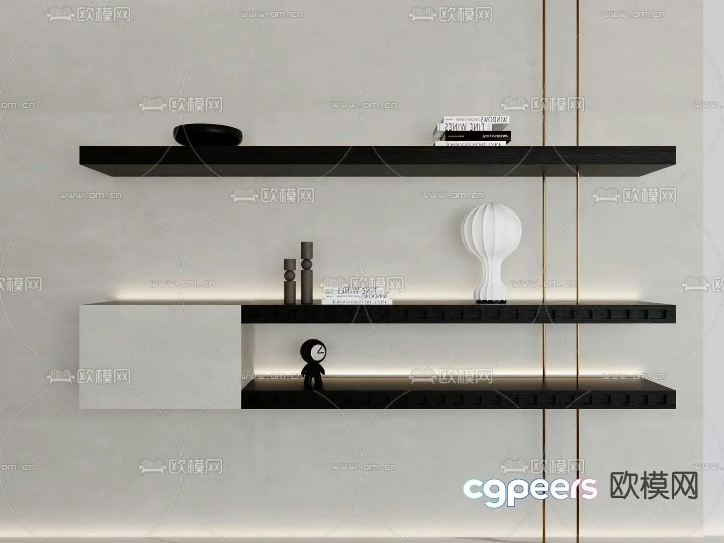 Storage shelf bookshelf 3d model