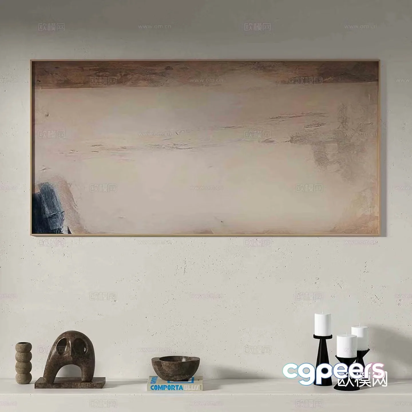 Wabi-sabi abstract painting decorative painting 3d model