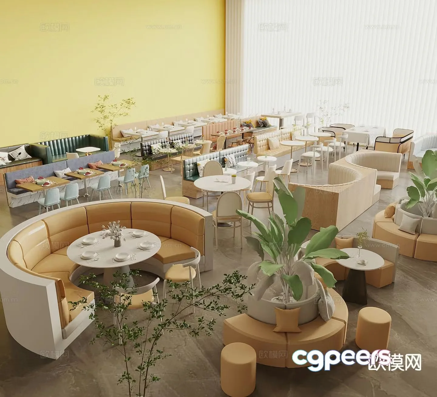 Modern restaurant booth 3d model