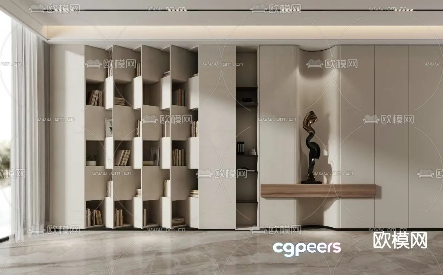 Wabi Sabi decorative cabinet bookcase 3d model