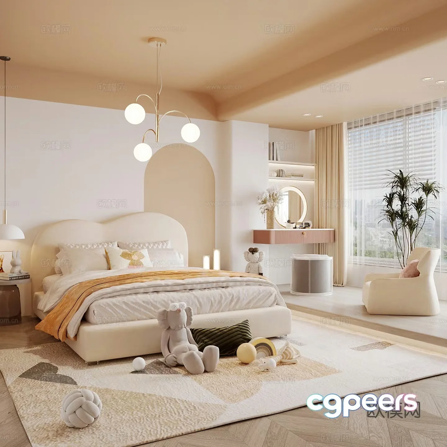 Modern children’s room boy’s room girl’s room children’s bed children’s wardrobe children’s desk 3d model