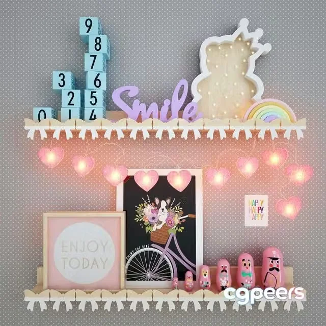 3ds Max Free – Decorative set for the girls room