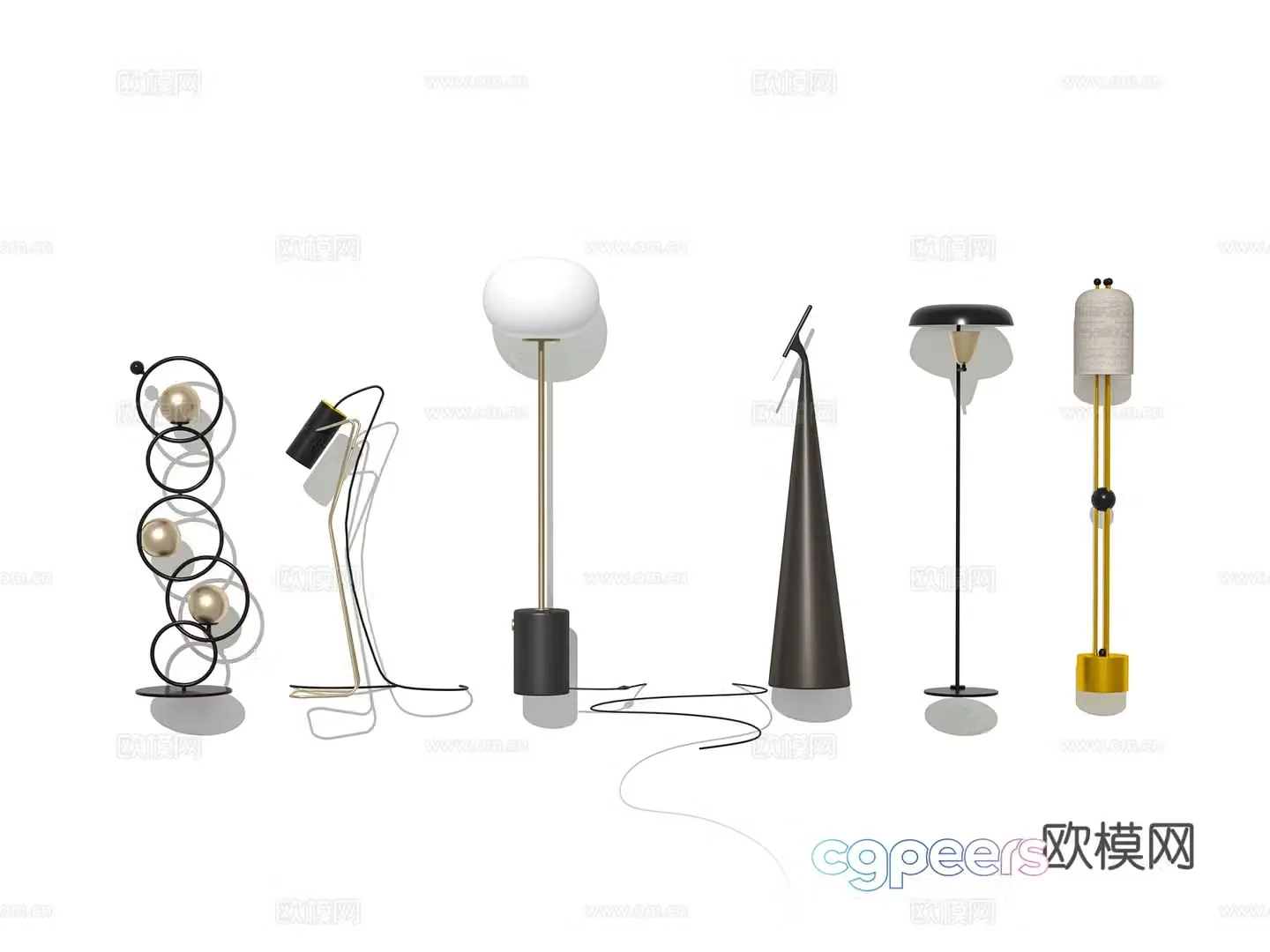 Modern Wasabi Lighting Fixture Indoor Bedroom Study Living Room Floor Lamp Ambient Light Combination 3D Model