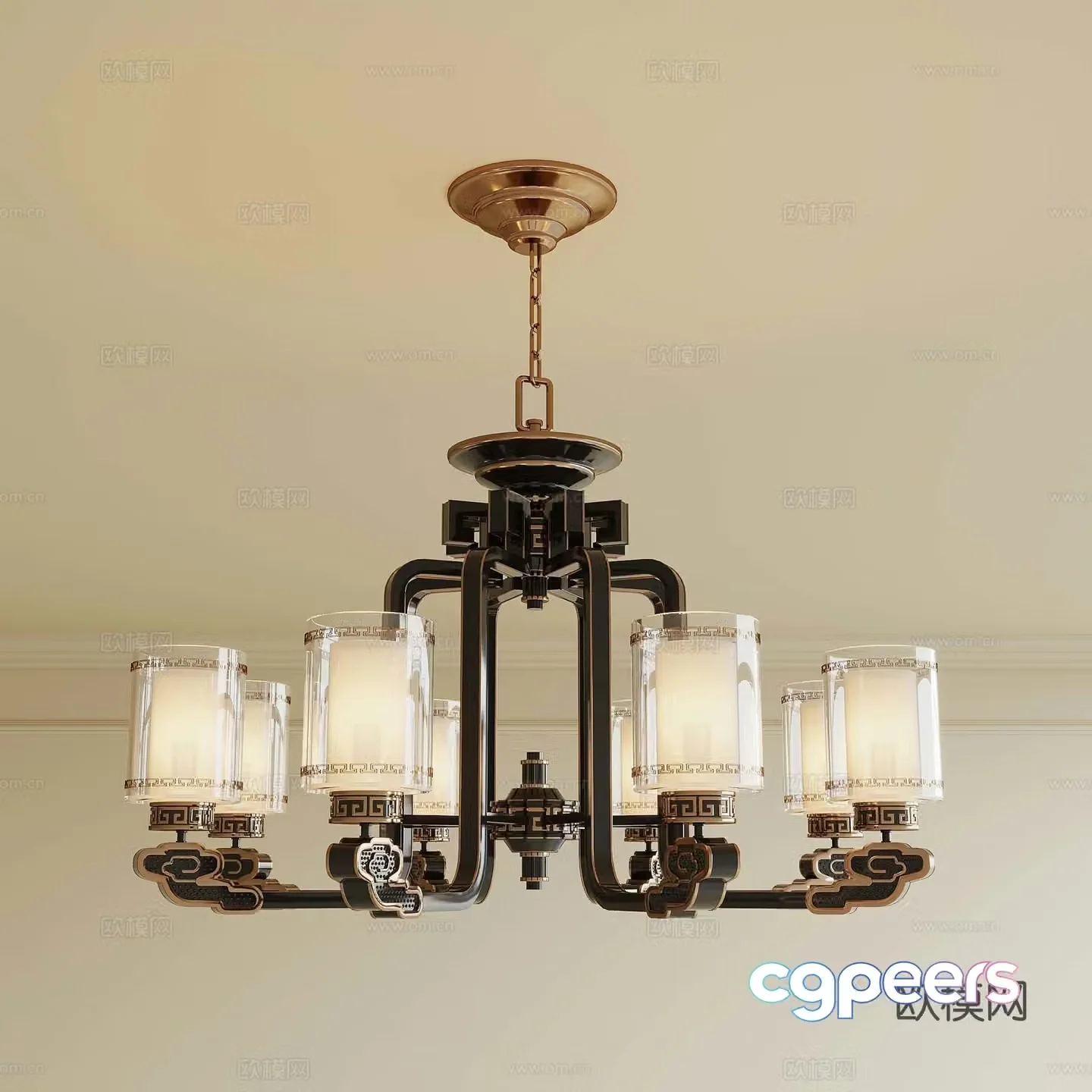 New Chinese Chandelier Restaurant Chandelier 3D Model