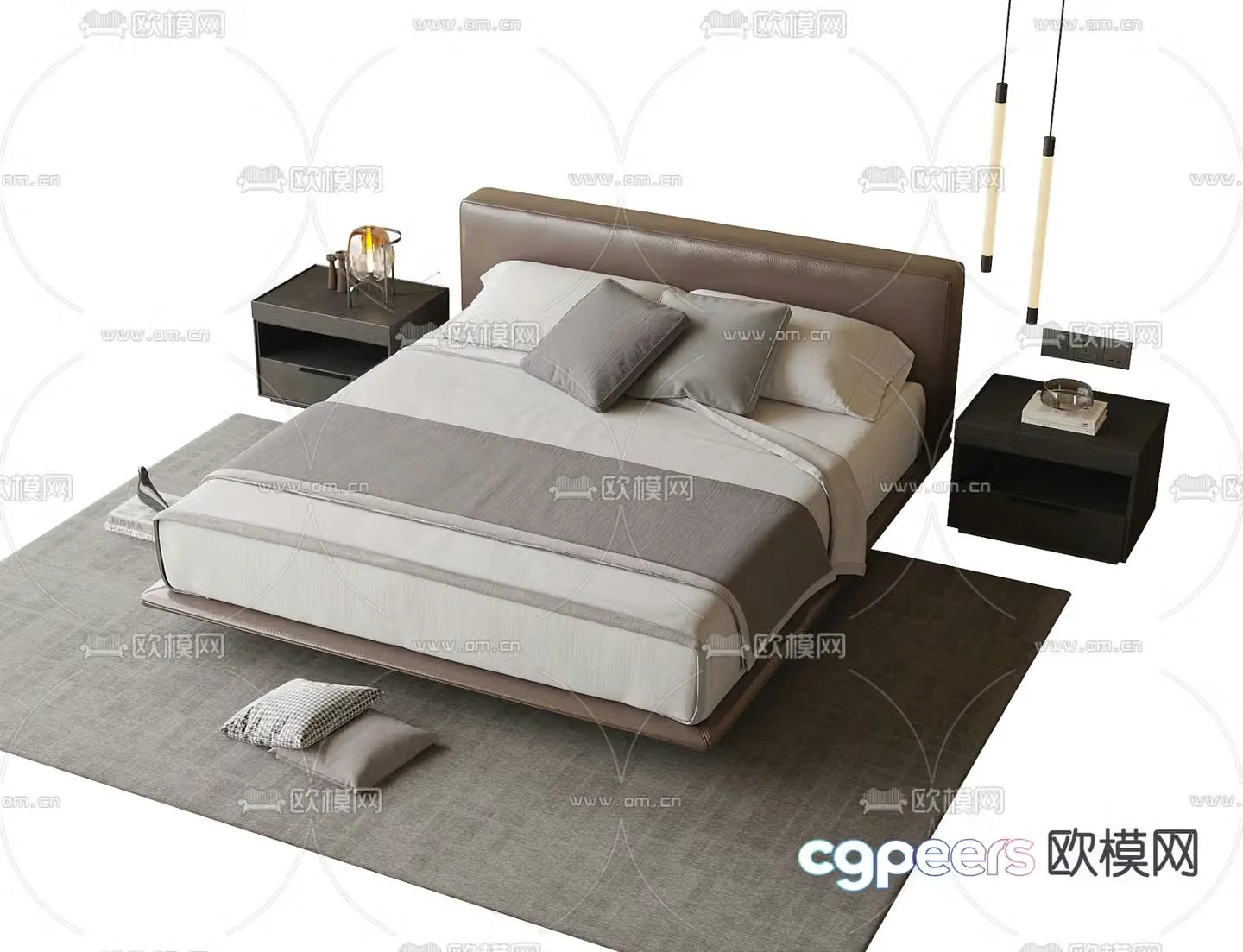 Modern double bed 3d model