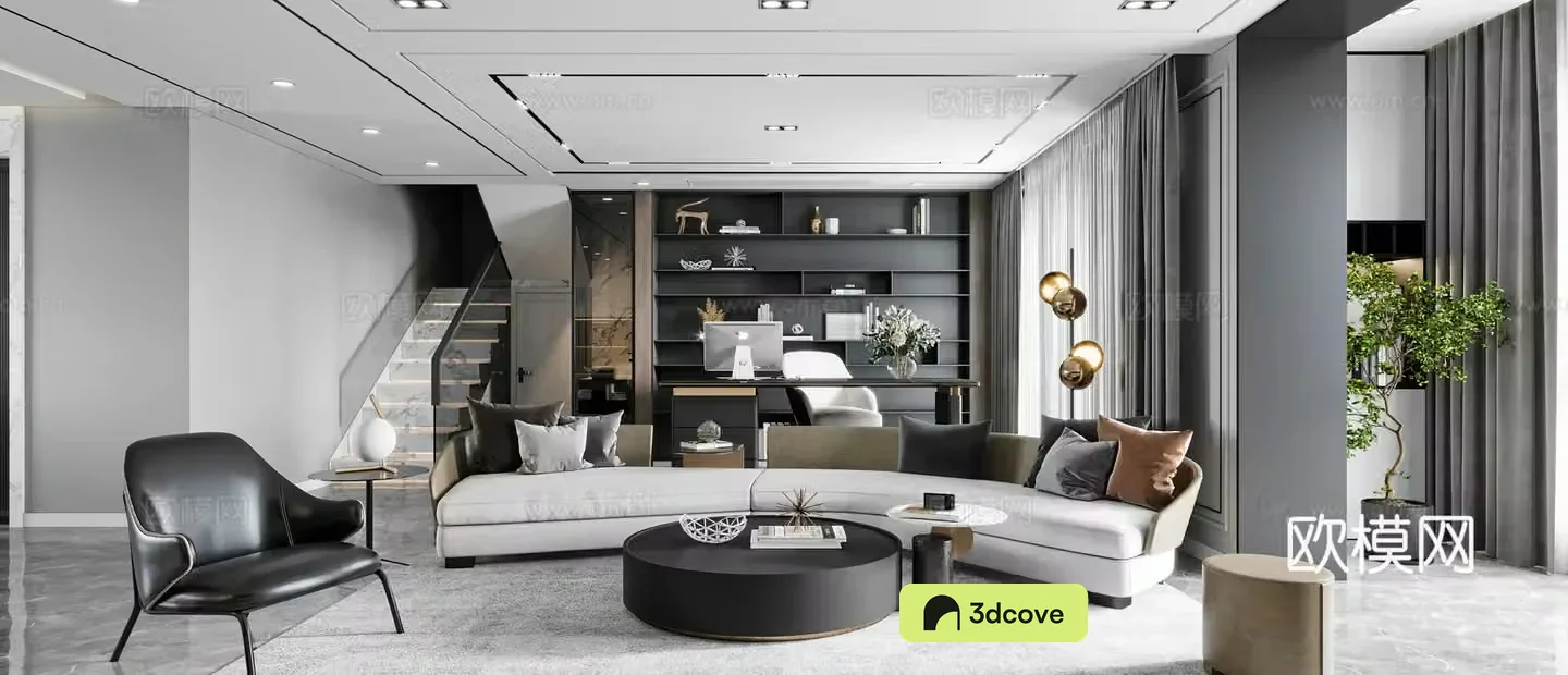 Italian living room modern living room study desk office combination sofa leisure chair current
