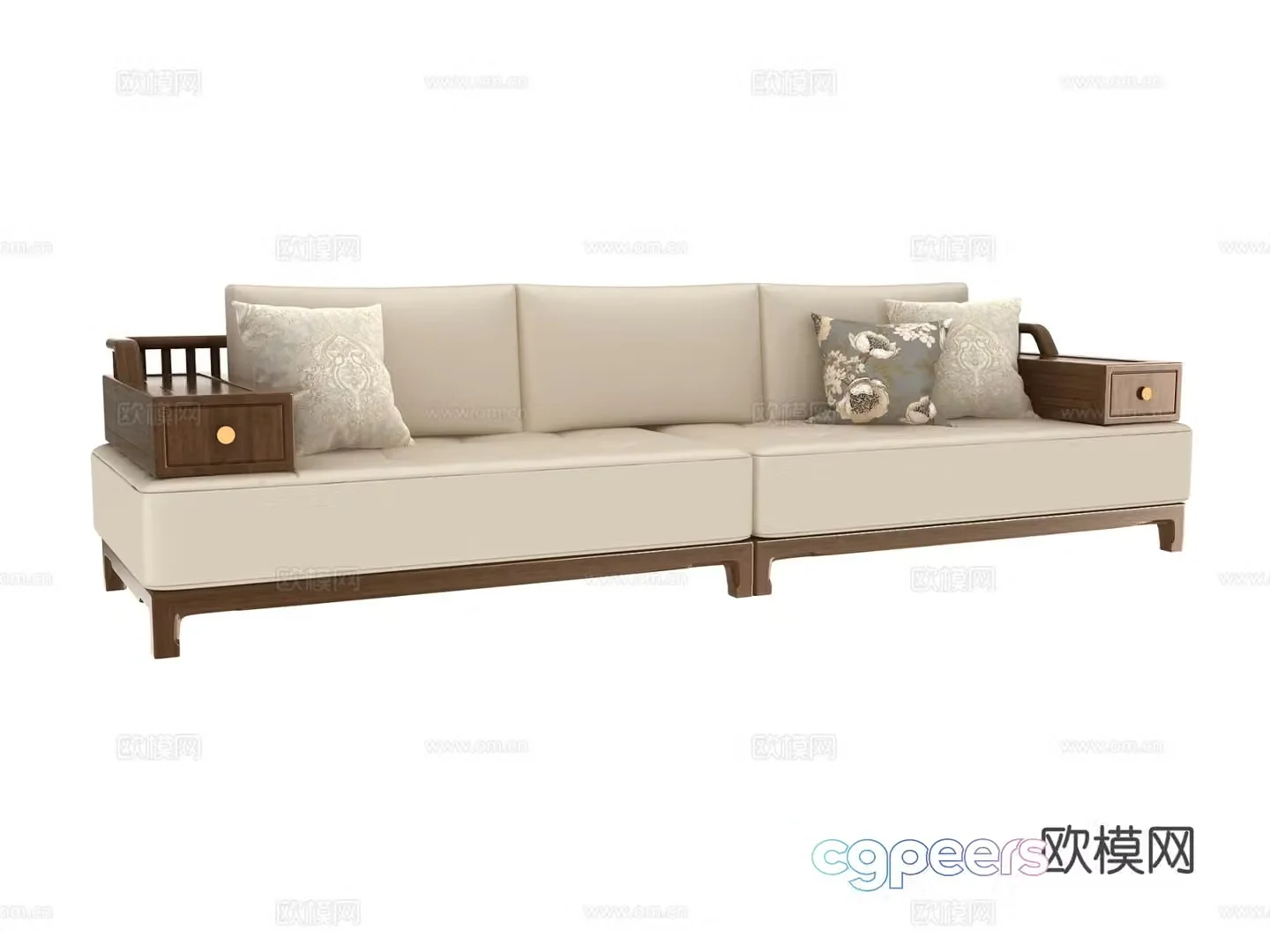 New Chinese style multi-person sofa 3d model