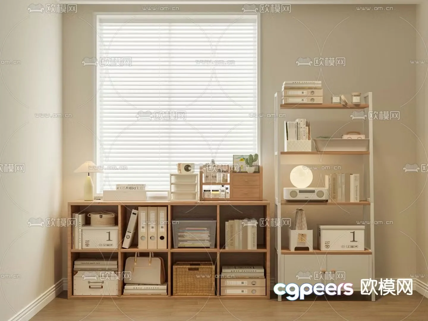 Modern bookcase lattice cabinet 3d model