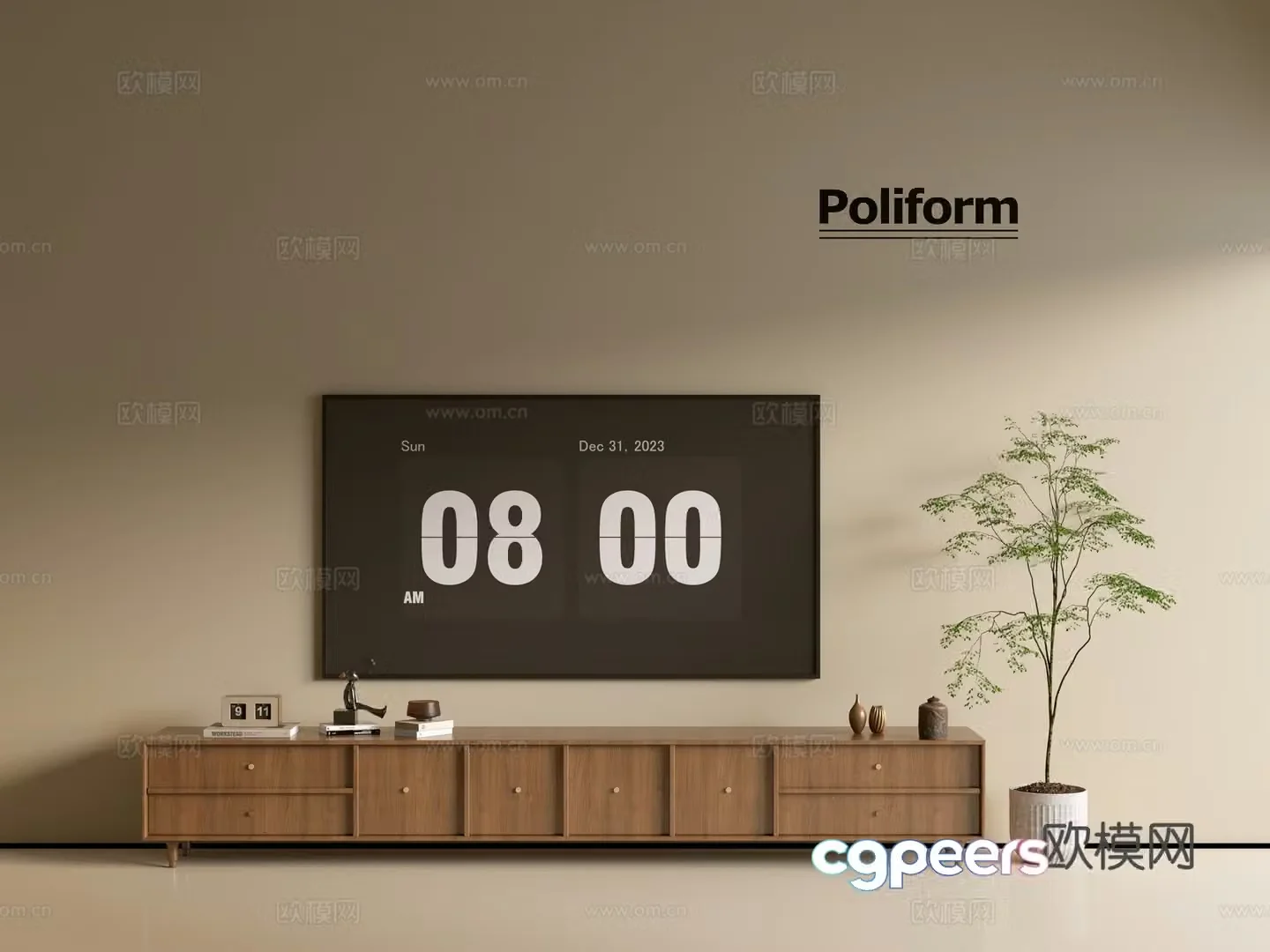 Modern wood grain TV cabinet simple side cabinet chest of drawers low cabinet whole cabinet side cabinet balcony 3D model