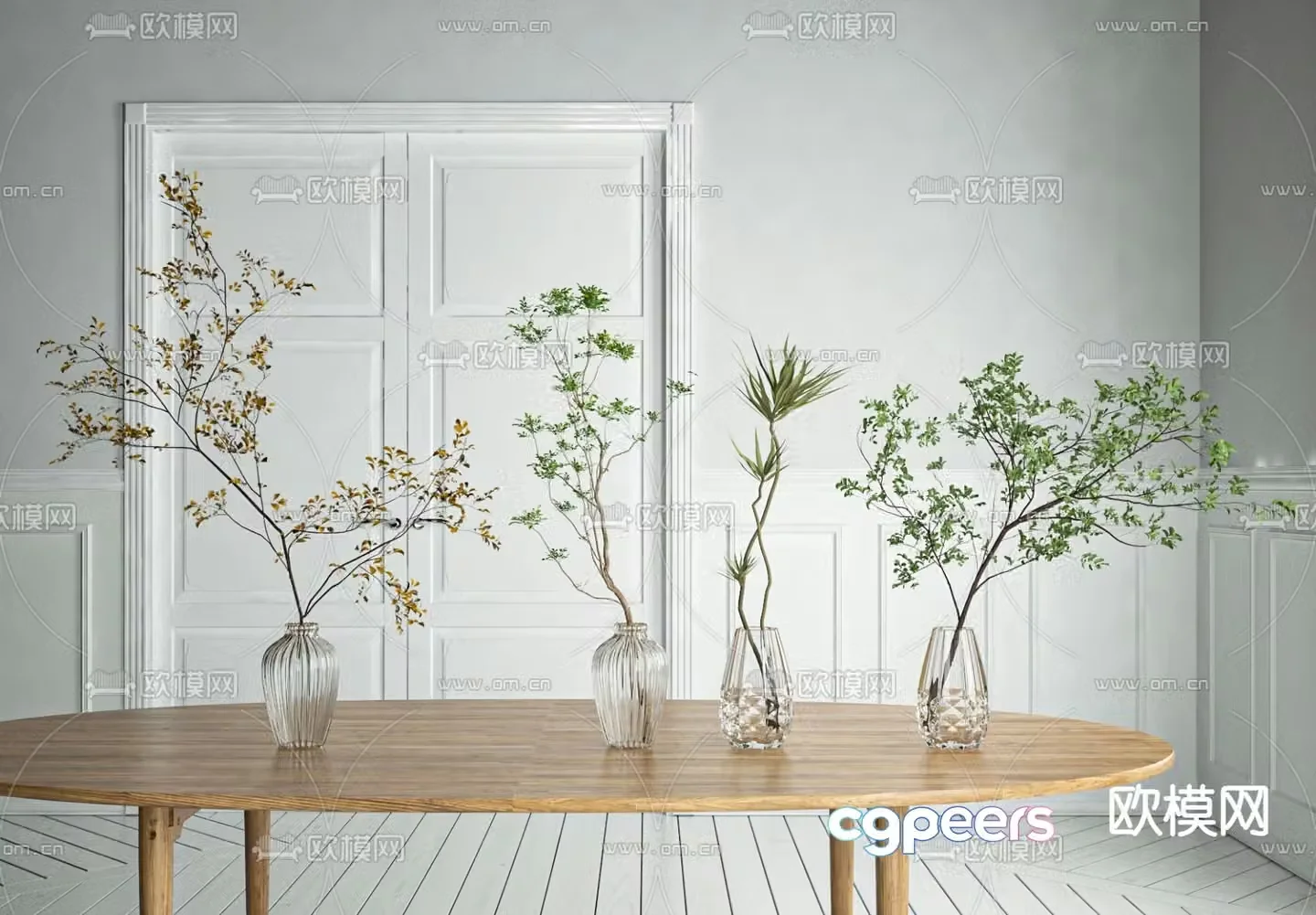 Aquatic plants flowers and green plants 3d model