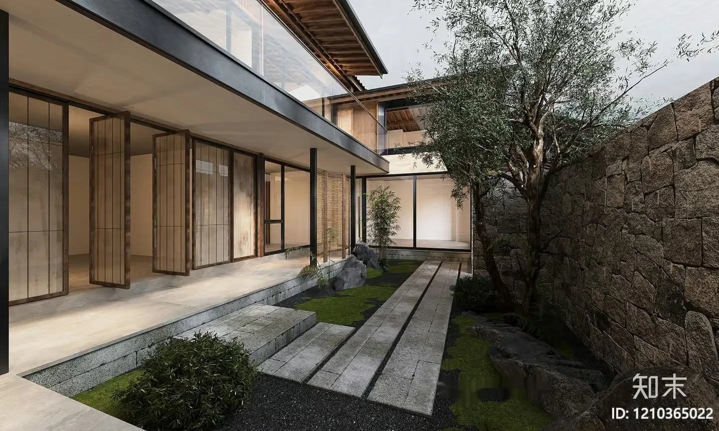 Modern Asian-Style House 3D Model – 23210 – VRAY Render