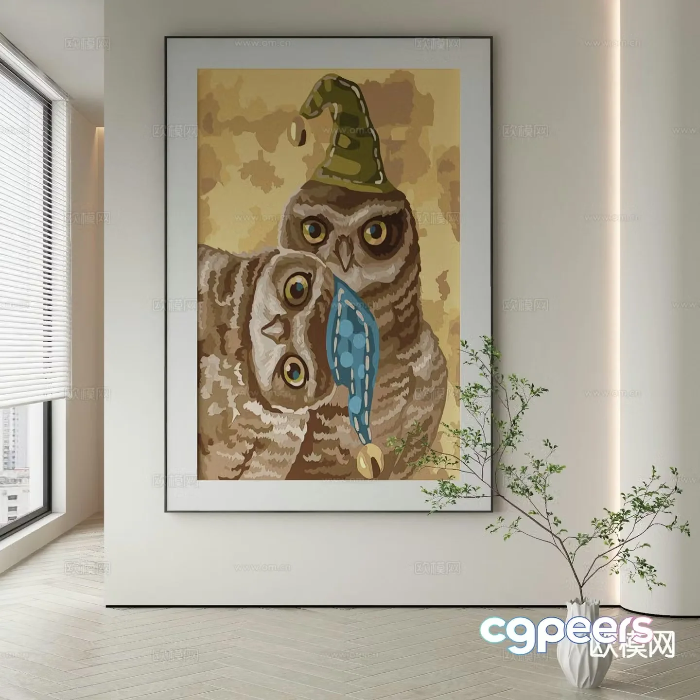 Modern oil painting animal painting decorative painting 3d model