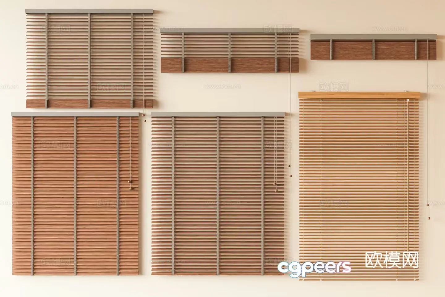 Middle-aged venetian blinds New Chinese style venetian blinds Medium-aged retro venetian blinds Bamboo curtains Rolling curtains Curtains 3D model