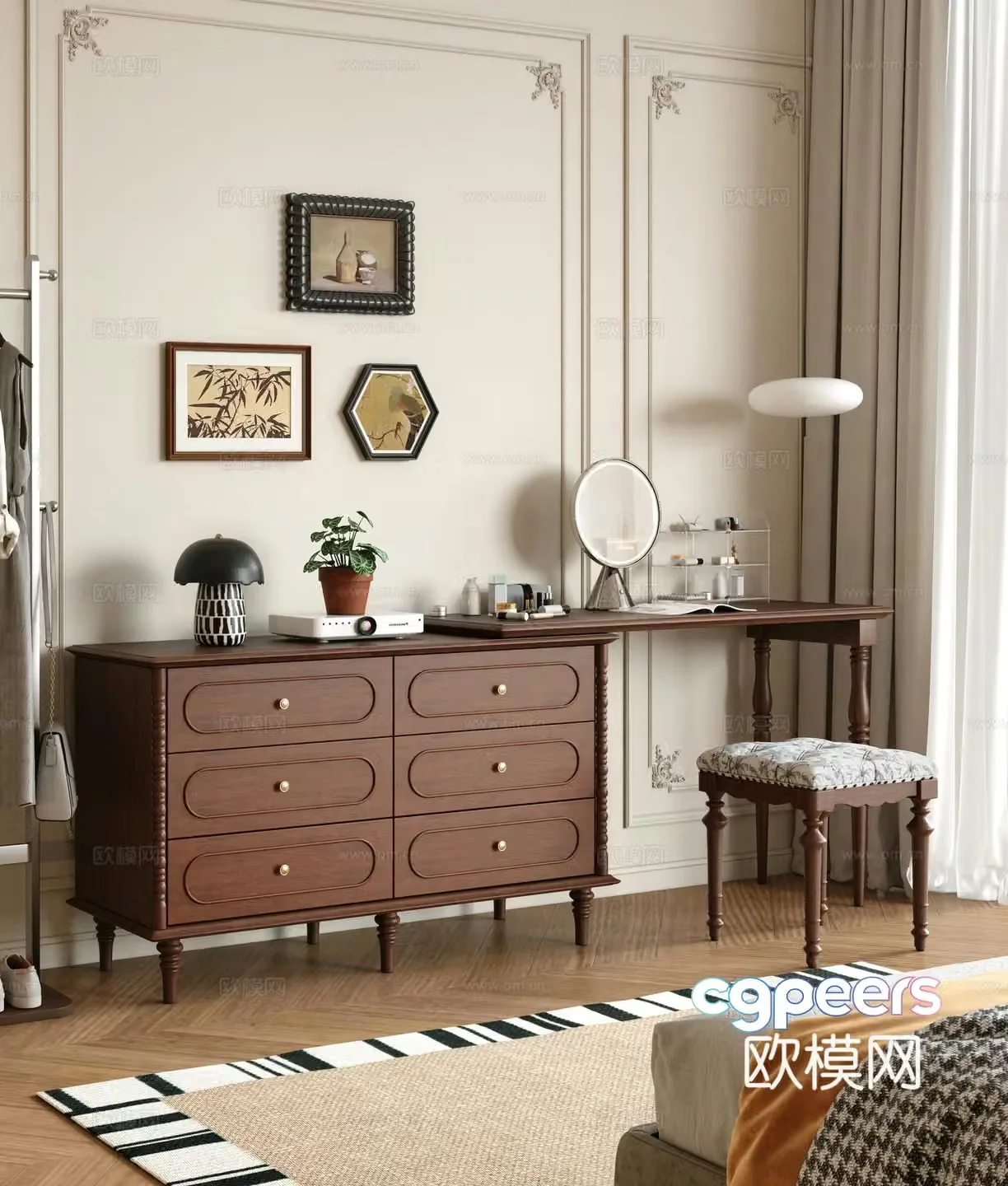 French dressing table Finished dressing table American dressing table 3D model