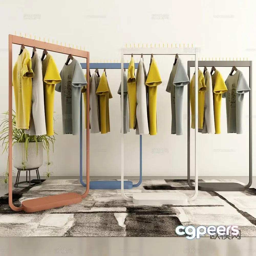 Modern clothes hanger combination 3d model