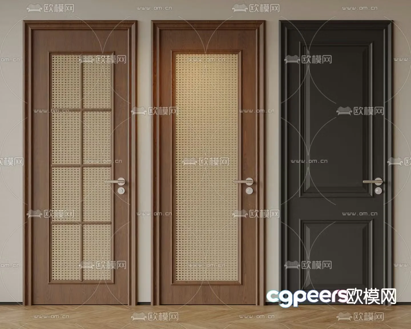 Medium style single-opening door bedroom door swing door 3D model