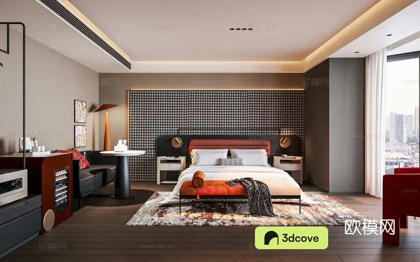 Modern hotel rooms Postmodern rooms Light luxury Executive lounge drink cabinet nightgown