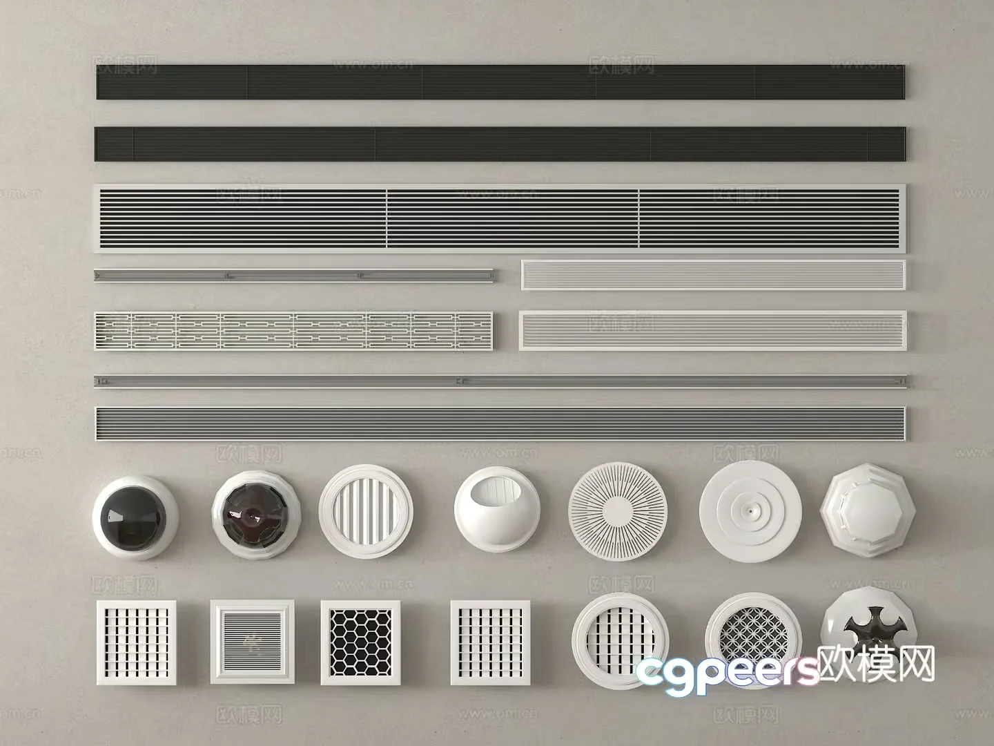 Modern Air Vents 3D Model – 16364 – VRAY Render