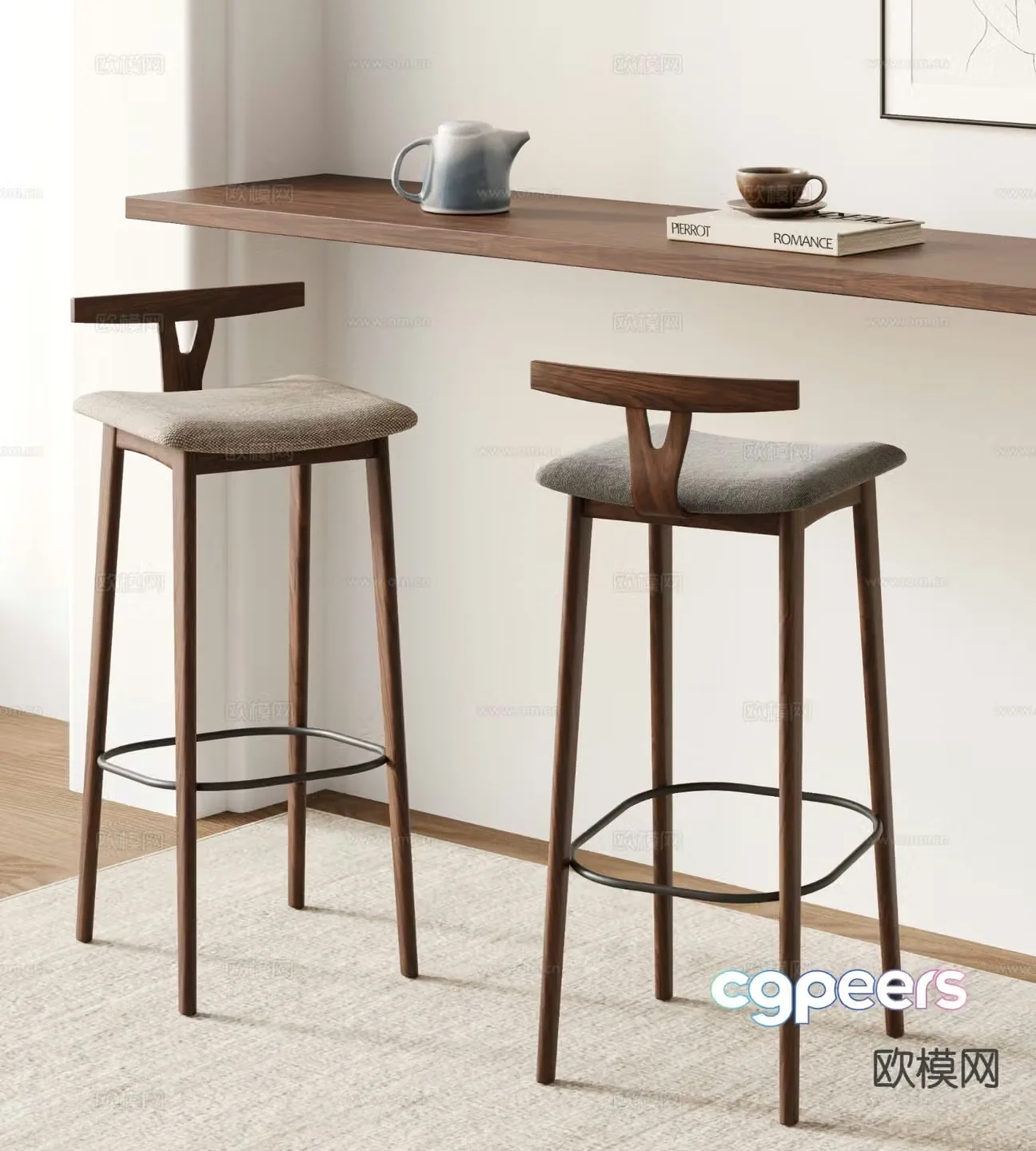 Medieval style bar stool 3d model