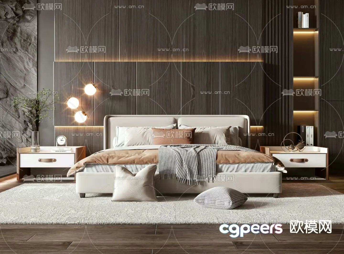 Modern double bed 3d model