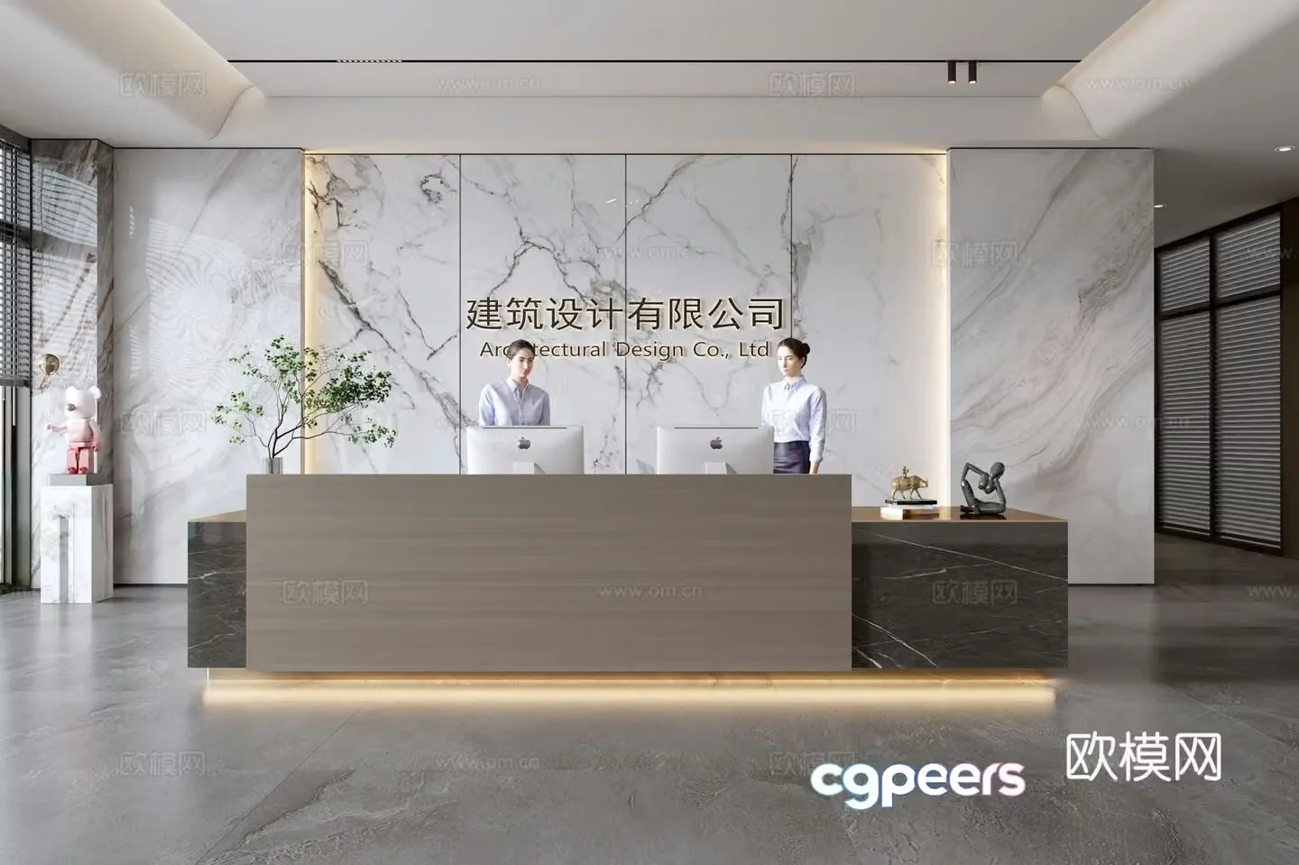 Company front desk reception 3d model