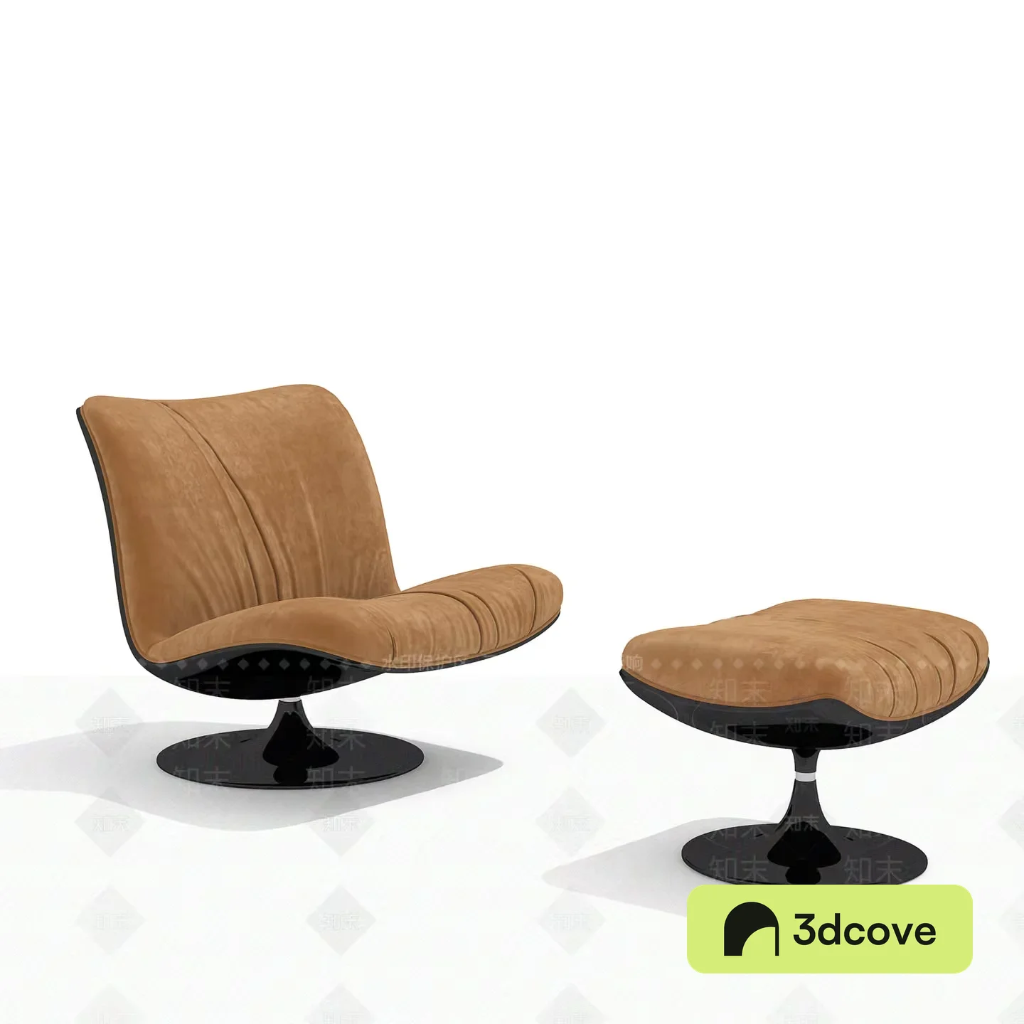 A Tan Chair With A Matching Ottoman
