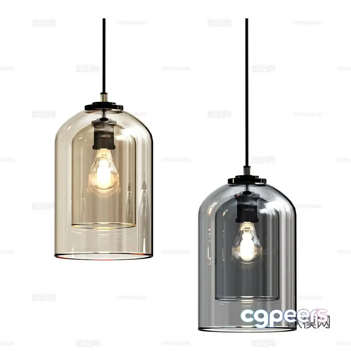 Modern minimalist glass chandelier 3d model