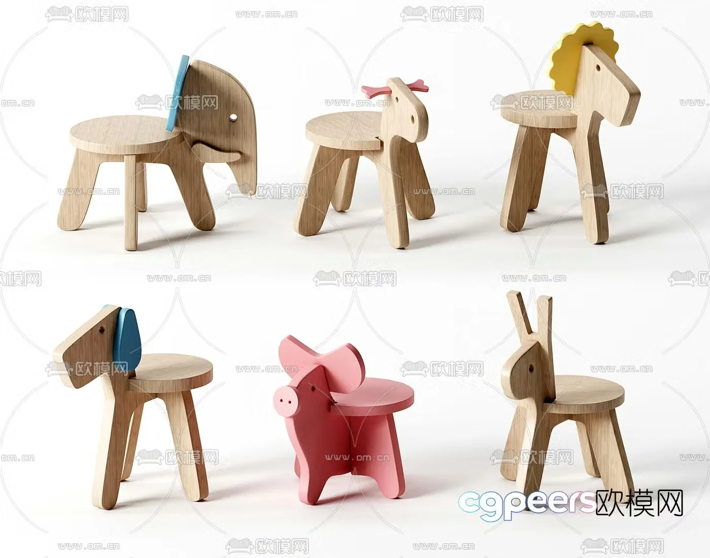 Nordic cartoon child seat 3d model