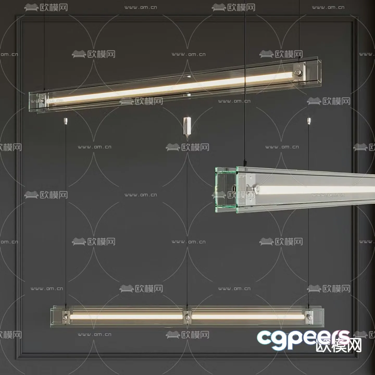 Office chandelier long chandelier 3d model