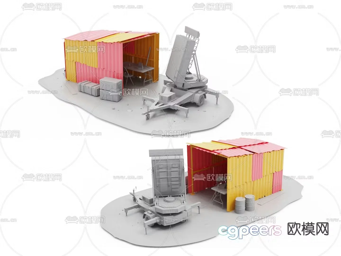 Microscopic scene abandoned weapon device landscape sculpture 3D model
