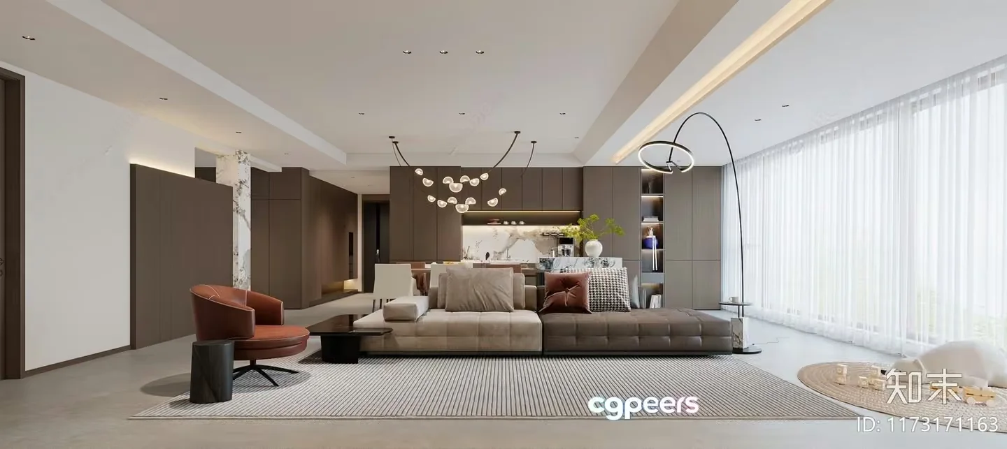 Modern Living Room 3D Model – 2923 – VRAY Render