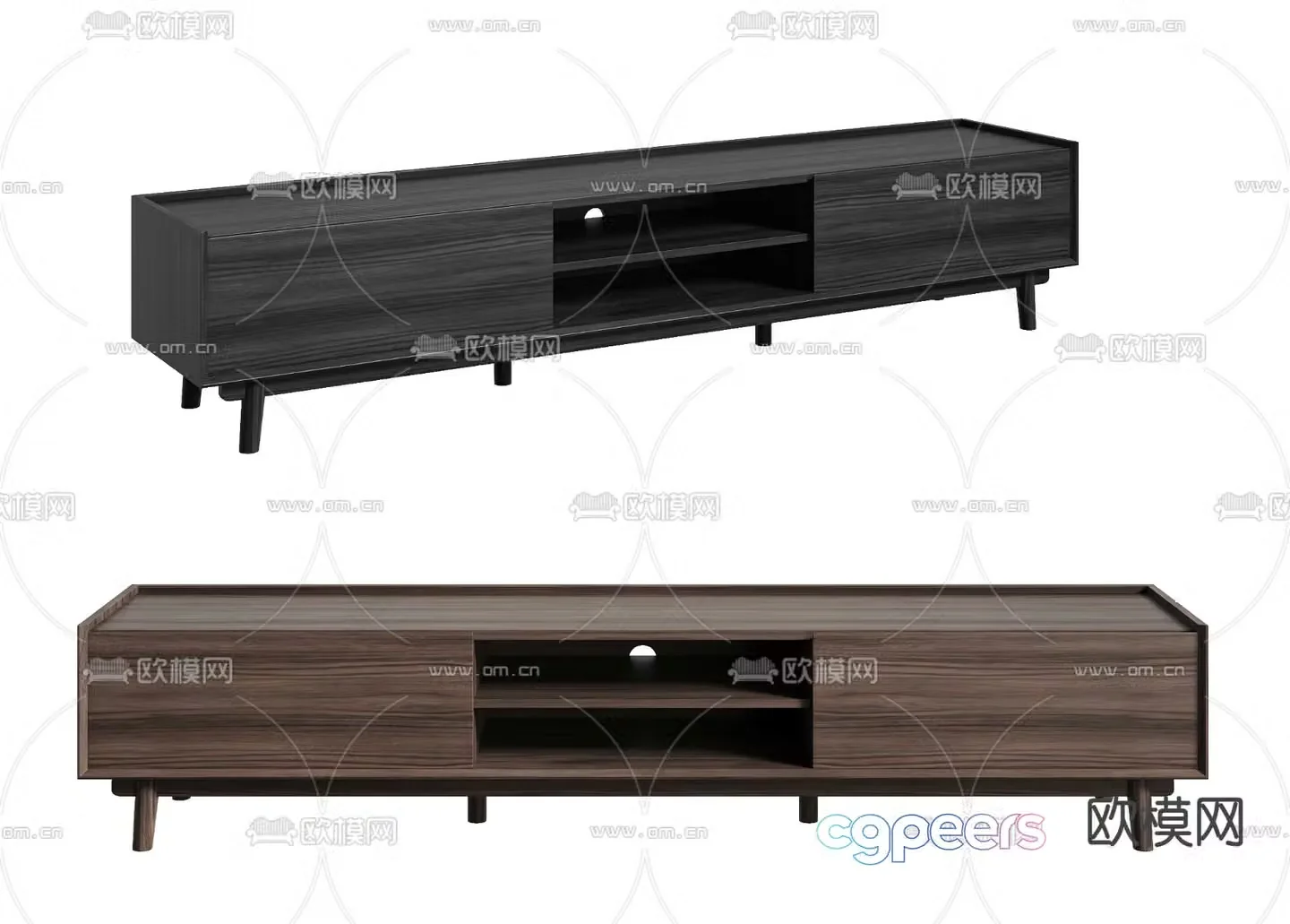 Walnut TV cabinet 3d model