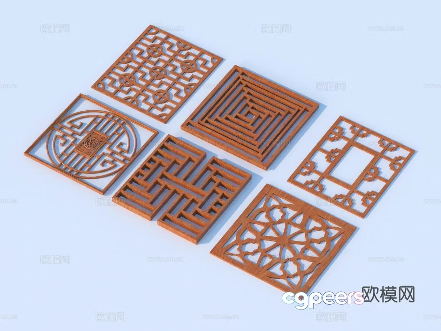 Carving window Grating window Hollow window Relief Wood carving 3D model