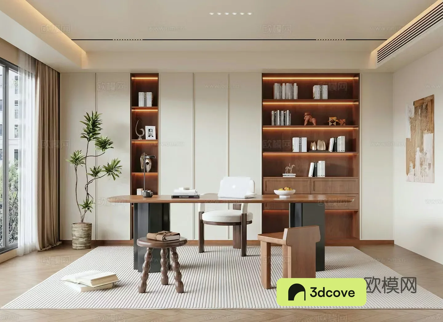 Middle-aged study room 3D model