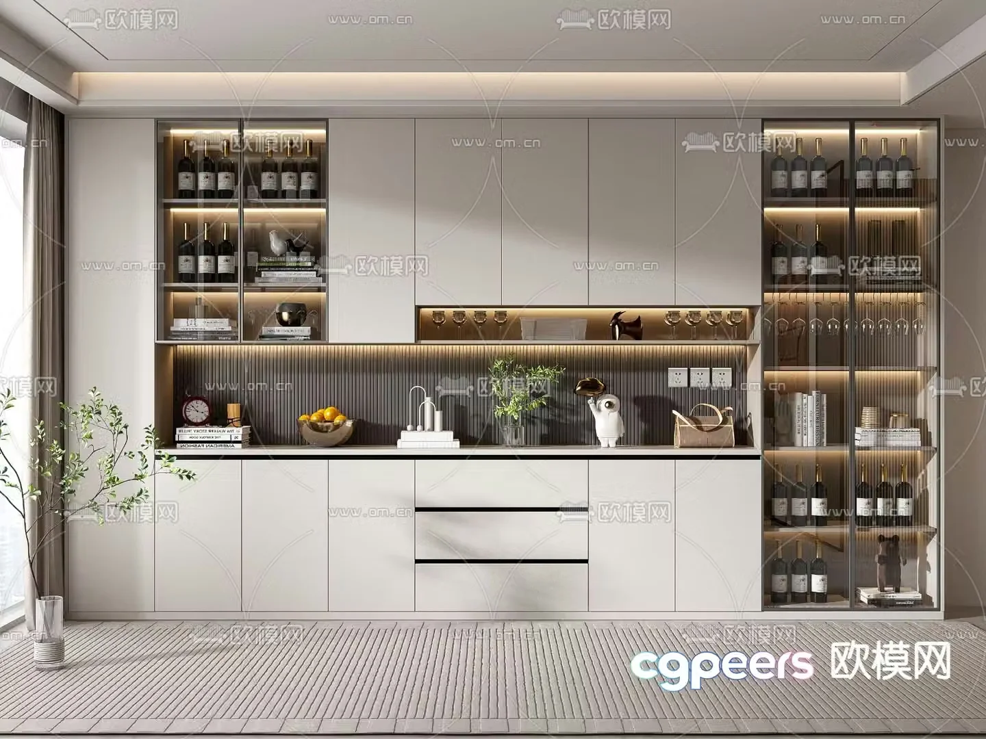Modern wine cabinet sideboard multi-function cabinet 3D model