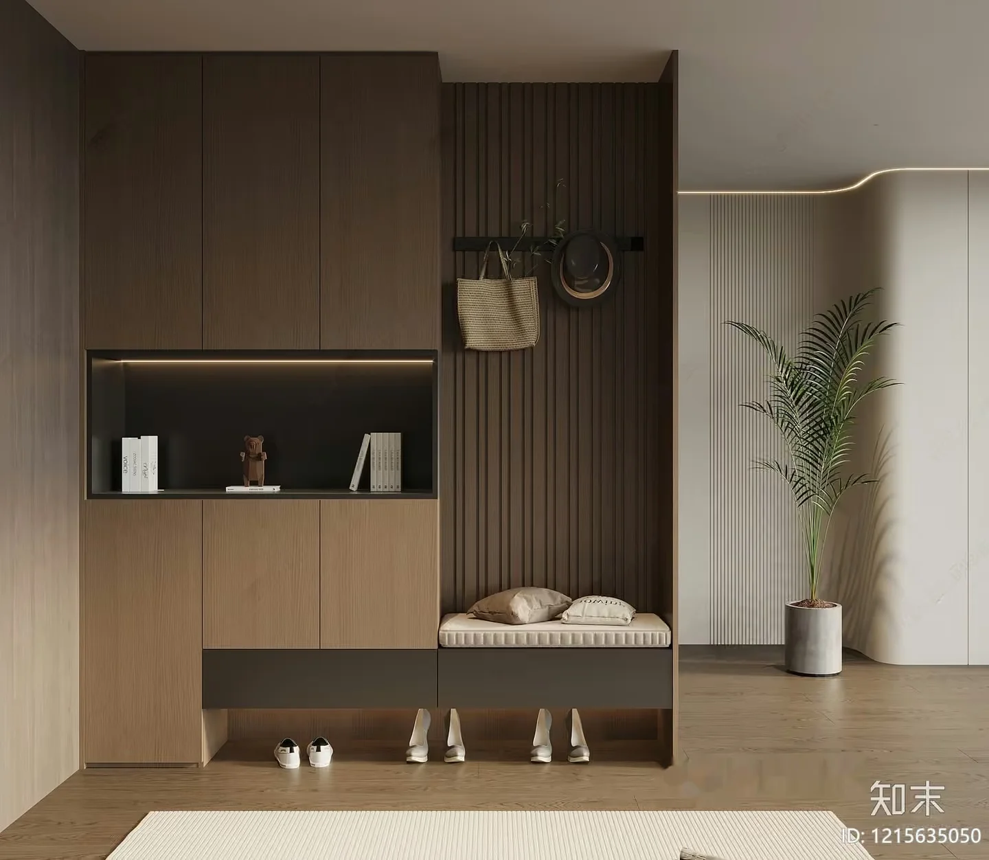 Modern Entryway With Built-In Bench 3D Model – 11945 – VRAY Render