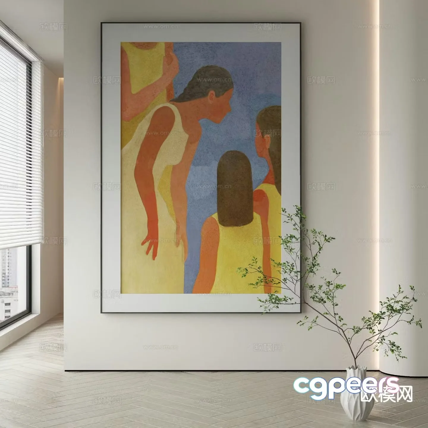 Modern figure painting decorative painting 3d model