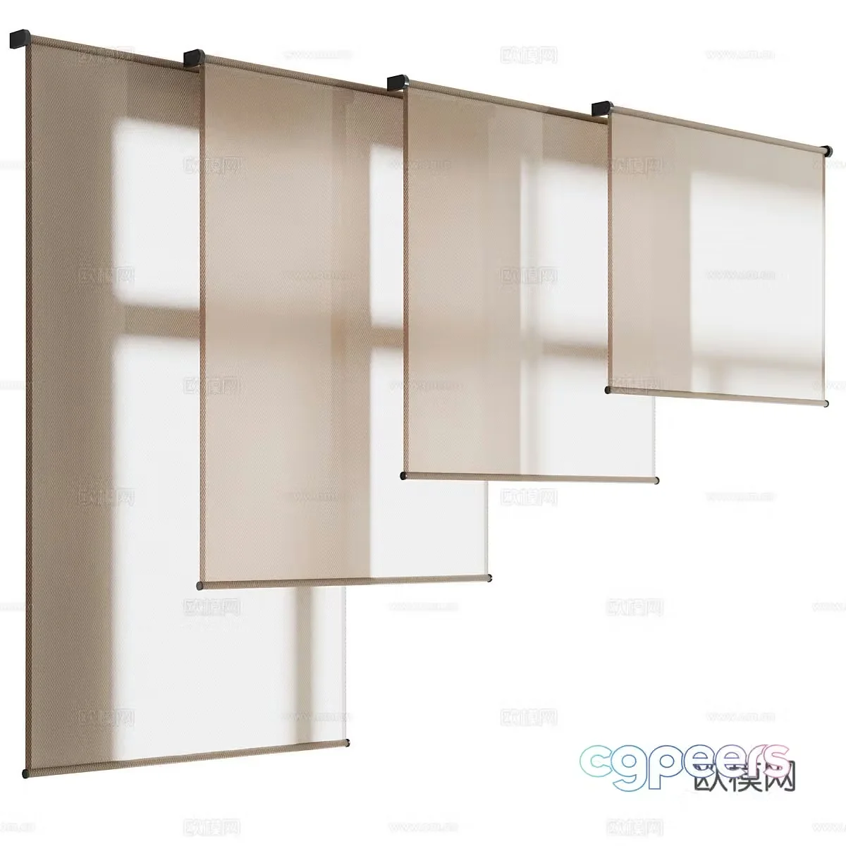 New Chinese style fabric roller blind 3D model